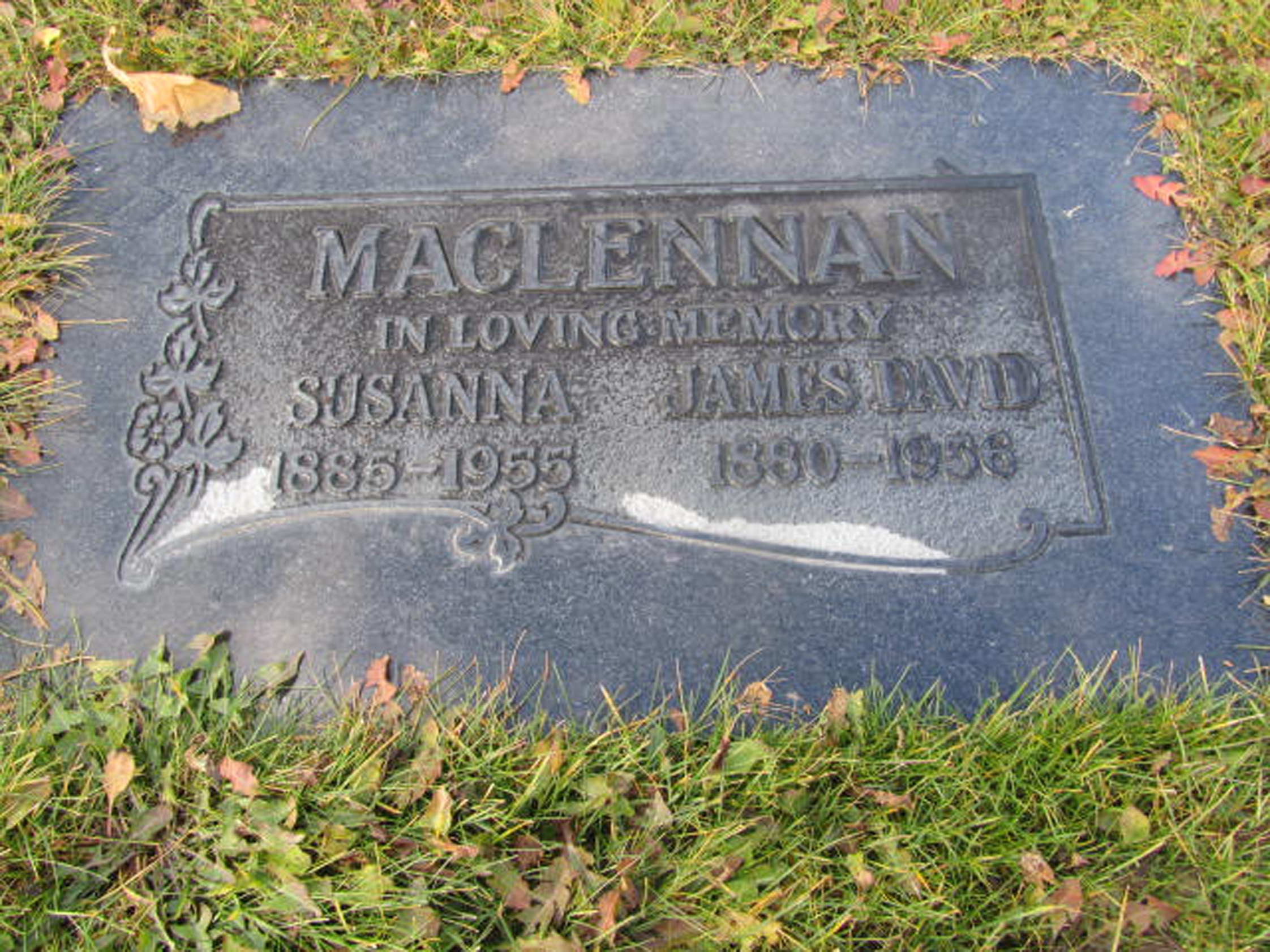 Photo of headstones/James David Maclennan died 1956 MI Hillside Cemetery, Kamloops